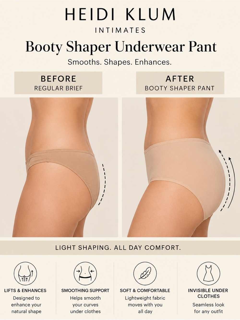 Heidi Klum Booty Shaper New No Tag  Underwear Pant l/Xl